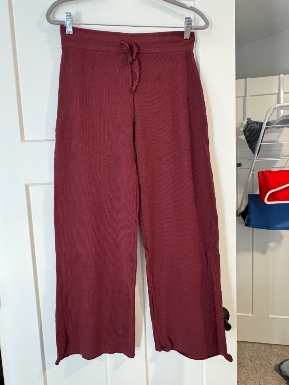 NWT Kylie Waffle Wide Leg Lounge Pant - Cranberry, Size M